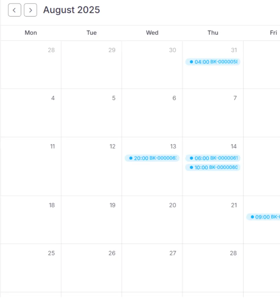 MigiHub interpreter sign language management, a screenshot of a calendar
