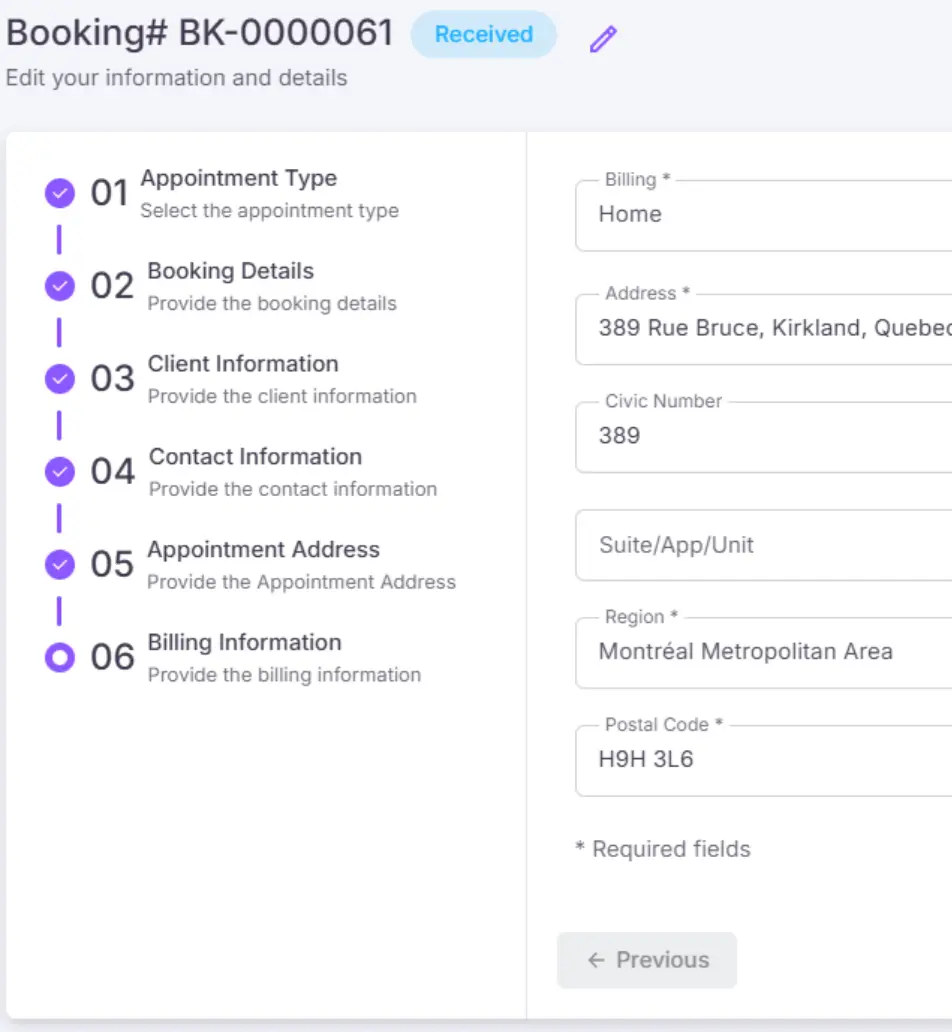 MigiHub interpreter sign language management, a screenshot of a booking form